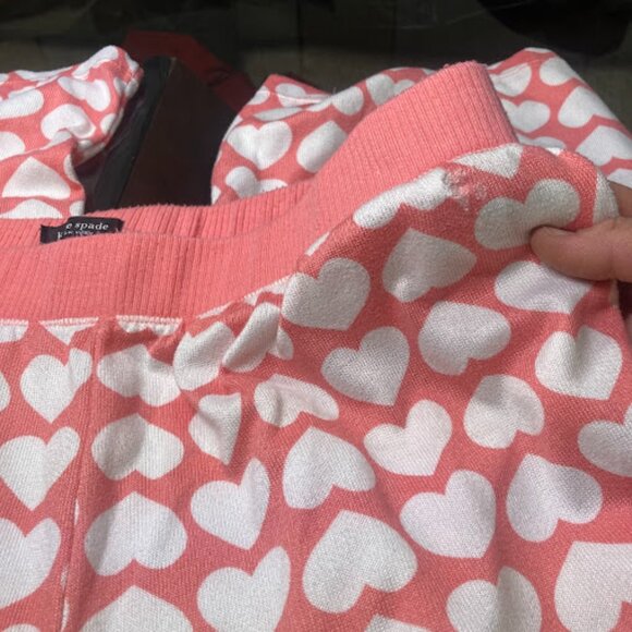 KATE SPADE 2pc Pajama Set All Over Heart Soft Vneck Straight Leg Pants Womens L - Picture 11 of 14